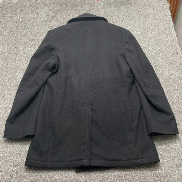 VINTAGE US Navy Jacket 42 Long Black Wool 80s Double VINTAGE US Navy Jacket 42 Long Black Wool 80s Double